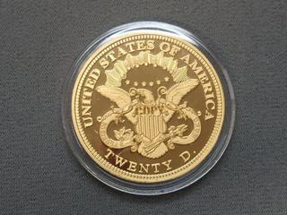 Replica 1849 USA Twenty Dollar Liberty Coin.