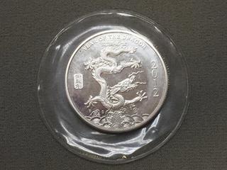 2012 One Troy Once .999 Fine Silver Year of The Dragon Coin.