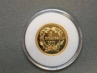 Replica 1870 Three Dollar Liberty Coin.