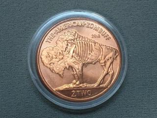 2018 Zombucks One Ounce .999 Fine Copper Coin.