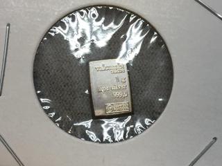 Valcambi Swisse One Gram .999 Fine Silver Bar.