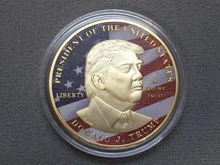 Presidents of The United States Donald J. Trump Colour Printed Coin.