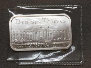 Silver Shield One Troy Ounce .999 Pure Silver Bar.