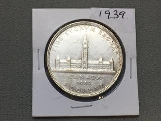 1939 Canada Commemorative Royal Visit Silver Dollar.