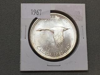 1967 Canada Commemorative Canadian Centennial Silver Dollar.