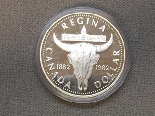 1982 Canada Commemorative Regina Centennial Silver Dollar.