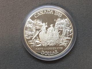 1989 Canada Commemorative MacKenzie Exploration 200th Anniversary Silver Dollar.