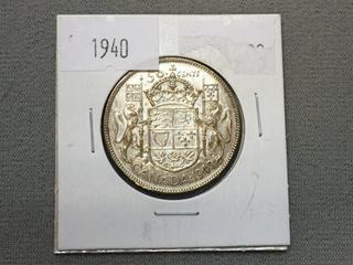 1940 Canada Fifty Cent Silver Coin