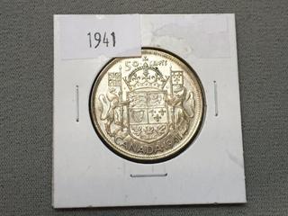 1941 Canada Fifty Cent Silver Coin