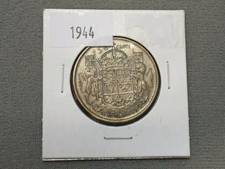 1944 Canada Fifty Cent Silver Coin