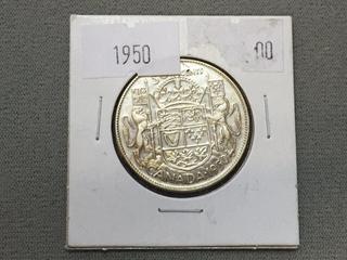 1950 Canada Fifty Cent Silver Coin