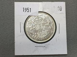 1951 Canada Fifty Cent Silver Coin