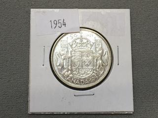 1954 Canada Fifty Cent Silver Coin