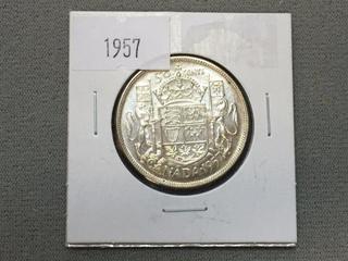 1957 Canada Fifty Cent Silver Coin