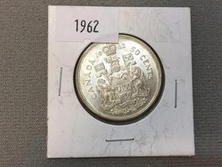 1962 Canada Fifty Cent Silver Coin