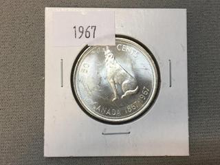 1967 Canada Fifty Cent Commemorative Canadian Centennial Silver Coin