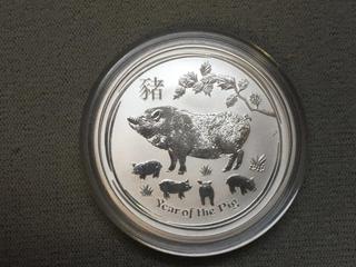 2019 Australia 1/2 Ounce .9999 Silver Fifty Cent Year of The Pig Coin.