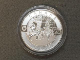 2013 Canada Ten Dollar Fine Silver Canadian Holiday Season Coin c/w Display Case.