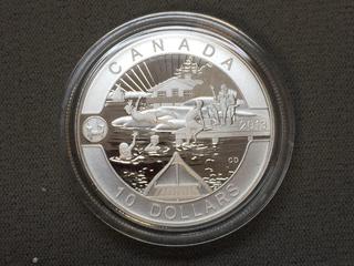 2013 Canada Ten Dollar Fine Silver Canadian Summer Fun Coin c/w Display Case.