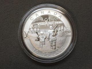 2013 Canada Ten Dollar Fine Silver Hockey Coin c/w Display Case.