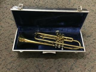 Brass Trumpet in Case, Missing Parts.