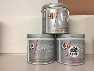 (3) Macdonald Export Extra Light Tobacco Cans.