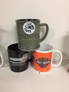 (3) Harley Davidson Mugs.