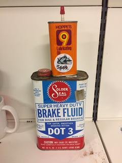 Solder Seal Brake Fluid Tin & Hoppe's Lubricating Oil.