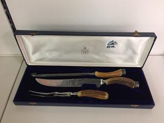 Bircks Antler Handled Meat cutting Set.