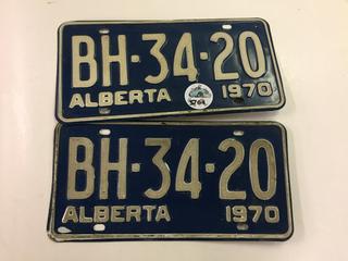 (2) Alberta 1970 license Plates.