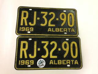 (2) Alberta 1969 License Plates.