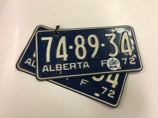 1972 Alberta License Plate.