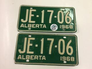 (2) 1968 Alberta License Plates.