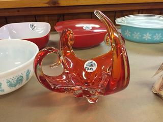 Red Decorative Glass Bowl.