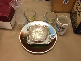 Assorted Glassware Including Tea Cups, Plates Ect.