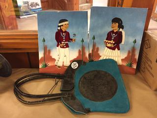 (2) Felt Native Photos & Purse.