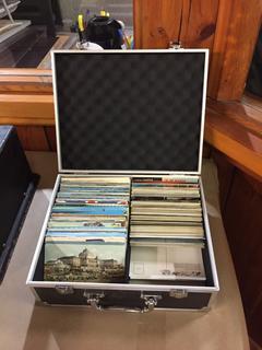 Plastic/Metal Box with Old Postcards From 70/80's, Some Unwritten On.