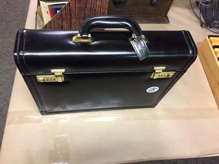 Black Leather Locking Briefcase.