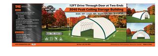 2020 Unused 30Ft x 40Ft x 15Ft Peak Ceiling Double Door Storage Building c/w Commercial Fabric, Waterproof, UV and Fire Resistant, 12' x 12' Drive Through Doors At Two Ends.