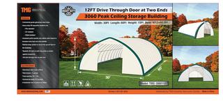 2020 Unused 30Ft x 60Ft x 15Ft Peak Ceiling Shelter c/w Commercial Fabric, Waterproof, UV and Fire Resistant, 13' x 13' Drive Through Door. SKU # TMG-ST3060.