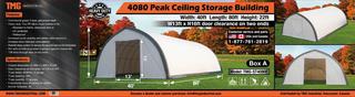 2020 Unused 40Ft x 80Ft x 22Ft Peak Ceiling Storage Building c/w Commercial Fabric, Waterproof, UV and Fire Resistant, 13ft x 16ft (wxh) Drive Through Doors At Two Ends. SKU # TMG-ST4080E.