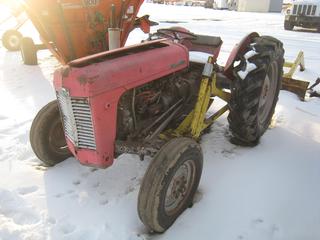 Ferguson 35 Tractor c/w 4 Cyl Gas, Direct PTO, Plow Blade, 6.00-16 Front, 13.6-28 Rear Tires, Showing 2134 Hours S/N Z134613830 *In Working Condition*