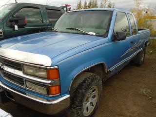 1997 Chevrolet 1500 Z71 Extended Cab 4X4 Pickup C/w 6.5L Diesel, A/T. Showing 372,913kms. VIN 1GCEK19S9VE161032. *Note: Windshield Broken, Drivers Door Dented And Rusty, Passenger Rear Door And Box Damaged, Buyer Responsible For Load Out*