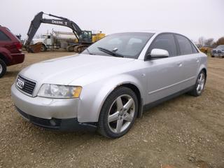 2003 Audi A4 Quattro c/w 1.8L Turbo, 5 Speed Manual, Showing 218,569 Kms, A/C, Fully Loaded, Leather, 235/45R17 Tires, Low Profile Tires, VIN WAULC68E23A333674 *Note: Check Engine Light On*