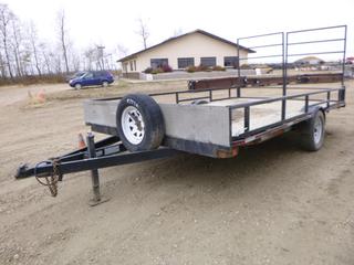 2014 S/A 14 Ft. Double A Utility Trailer c/w 1,587 GVWR, Ball Hitch, Flip Up Ramp, Removal Side, 205/75R15 Tires, VIN 2DAMC3147ET015333 (E. Fence)