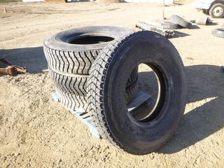 (2) Bridgestone L317 Tractor Trailer Tires, 1- On 10 Stud Rim, 90% Life, (1) Goodyear G177 Tractor Trailer Tire, 12.00R24, 90% Life, (1) Michelin X Tire, 12.00R24, 90% Life (ROW 1)