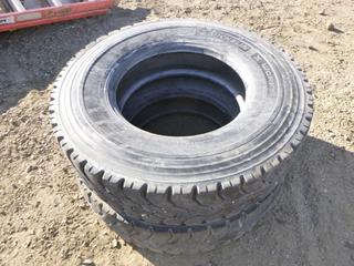 (2) Michelin X Works Tractor Trailer Tires, 11R22.5, 80% Life (ROW 1)