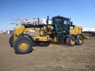 2014 CAT 160M2 AWD Motorgrader c/w CAT C9.3 ACERT, Cab, A/C, Joystick, Showing 4,184 Hours, M/S Ripper 5 Sh. 1 BBL, 16' Wing, 12' Snow Wing, Rear View Camera, 17.5R25 Front Tires At 70%, Rears 65%, VIN CT0160MCR9T00345 *NOTE: L.S. Fender Bent* Flagstaff County Machine