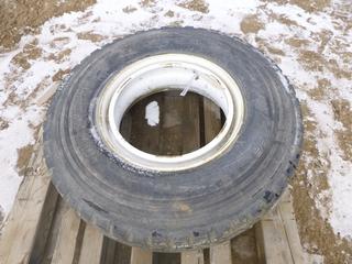 (1) Marshal All Steel Radial 970 Tractor Trailer Tire On Rim, Size 12R22.5 (ROW 1)