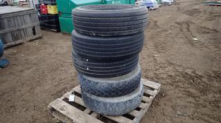 Qty of Tires: (2) Goodyear G149 RSA Truck Tractor Tires, Size 245/70R19.5, c/w (1) Michelin XRV 245/70R19.5 Truck Tractor Tire and (2) Goodyear G124 225/70R19.5 Truck Tires (Row 3)